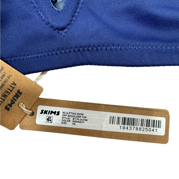Skims | NWT Off Shoulder Shaping Swim Top Midnight Blue XS - Picture 3 of 8